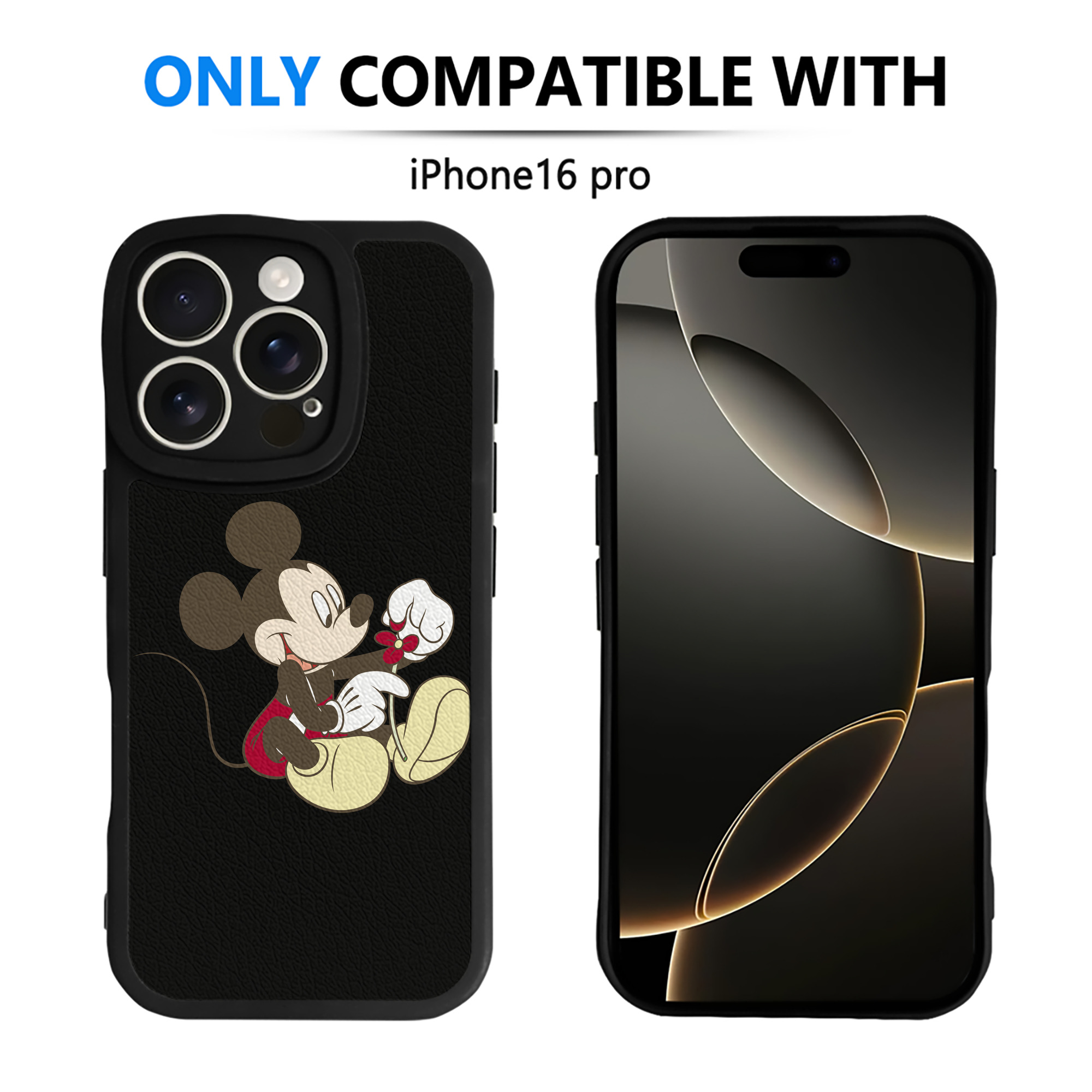 （画像用） ミッキーマウス Mickey Mouse 【iPhone 16シリーズ対応】シリコンスマホケース（レザー調） 材質：シリコン
